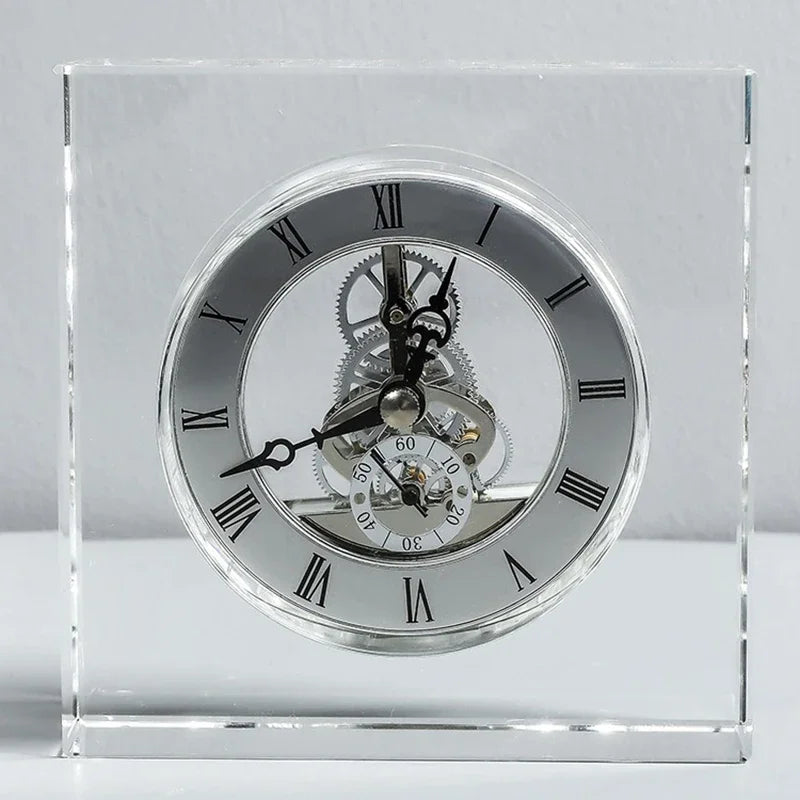 Nordic Crystal Silent Table Clock Aesthetic Tabletop Clocks Luxury Gaming Room Decoration Furniture Accessories Products 2024